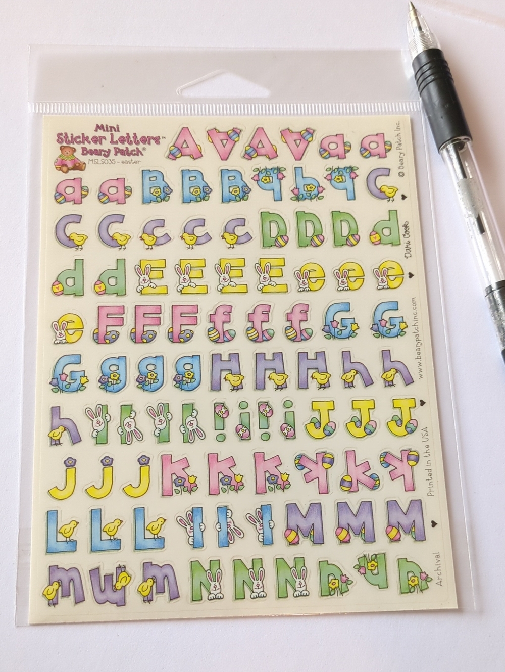 ☀️VTG Beary Patch Mini Sticker Letters Easter Alpha Sheet Vellum